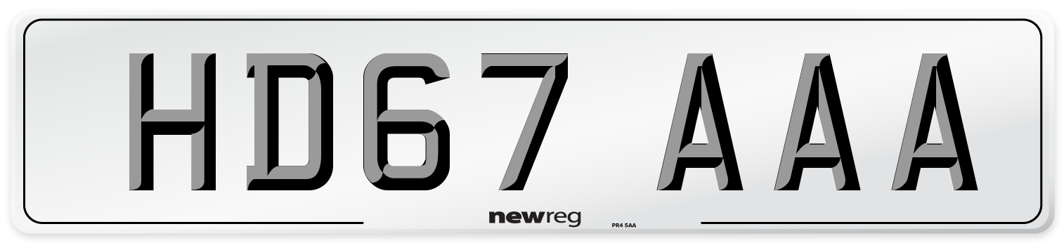 HD67 AAA Number Plate from New Reg